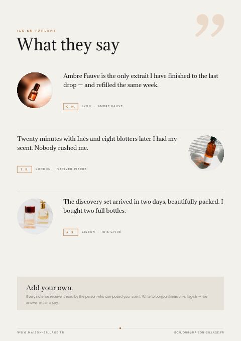 Perfume & Fragrance — Testimonials page