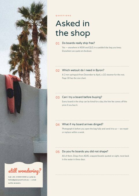 Surf & Beach — FAQ page