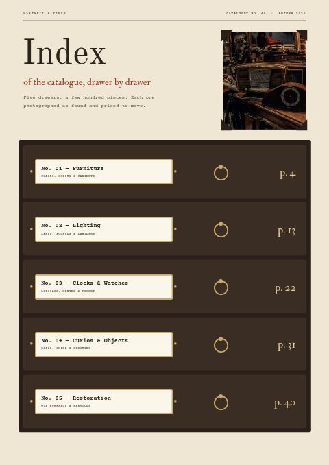 Vintage & Antiques — Contents page