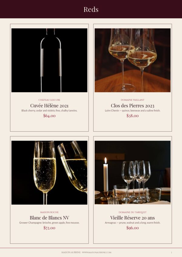 Wine & Spirits — product page, 2 × 2 grid