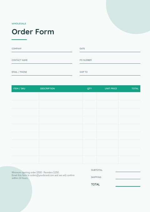 Cleaning Supplies — Order form page