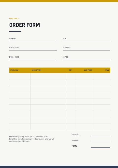Electrical Supplies — Order form page