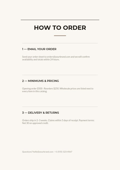 Fashion — How to order page
