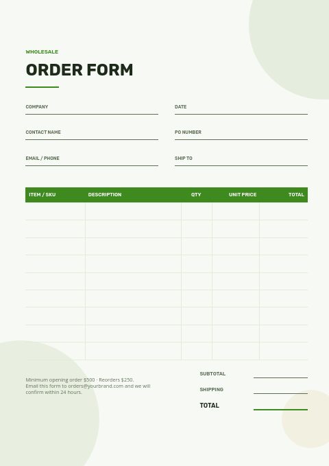Garden Equipment — Order form page