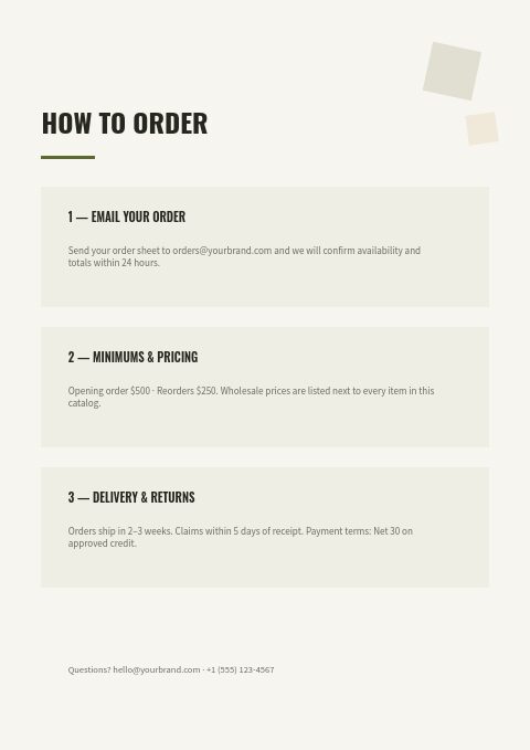 Hobby & Collectibles — How to order page