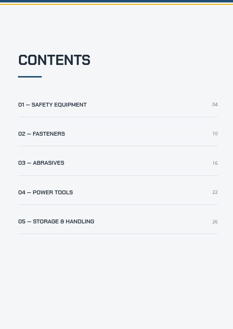 Industrial Supplies — Contents page