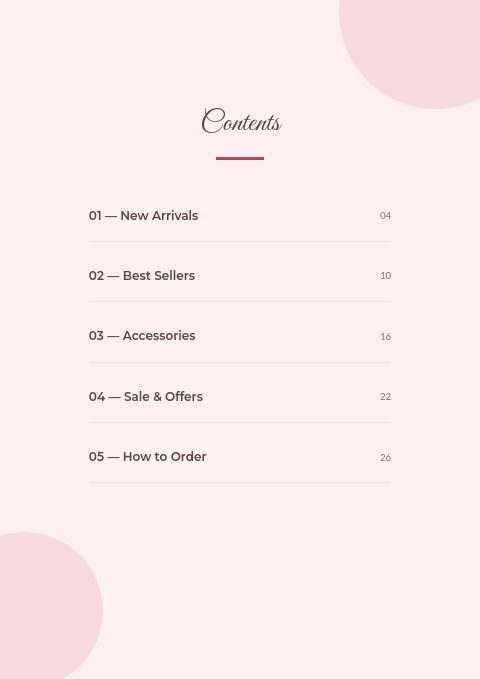 Soft Blush — Contents page