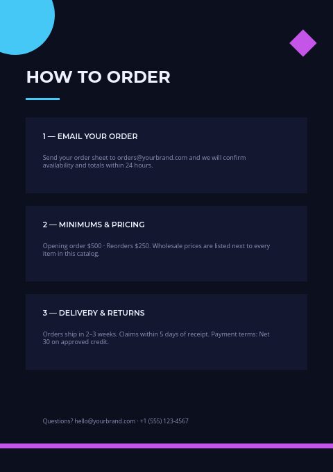 Neon Tech — How to order page