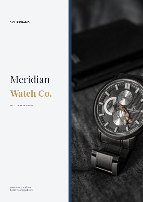 Meridian Watch Co. catalog template cover