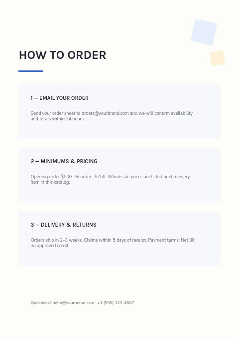 School Supplies — How to order page