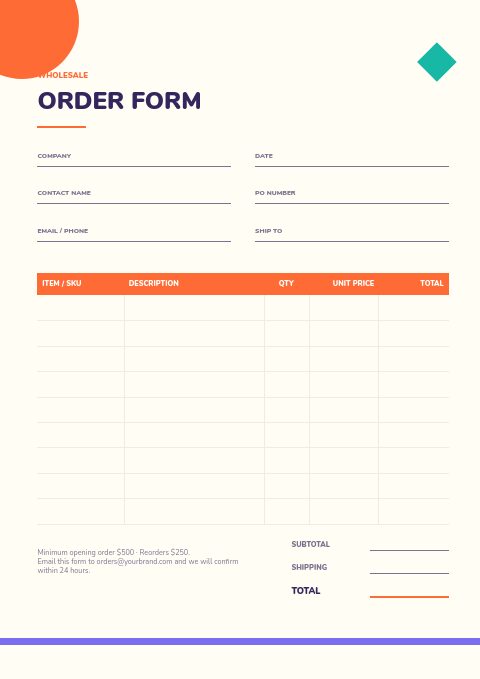 Toys & Games — Order form page