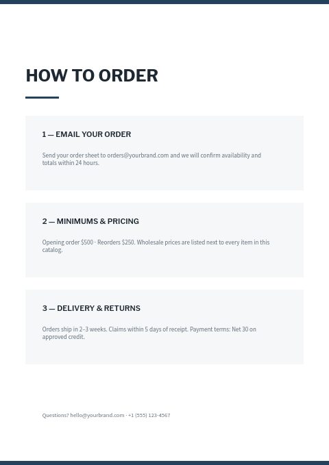 Wholesale & B2B — How to order page