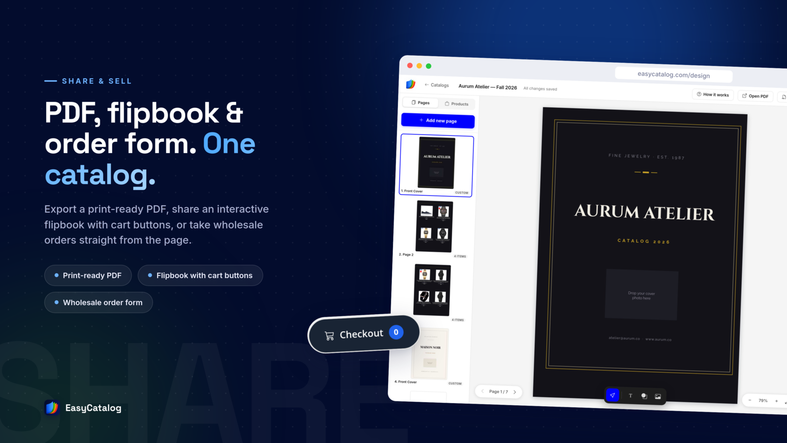 PDF, flipbook and wholesale order form from one catalog